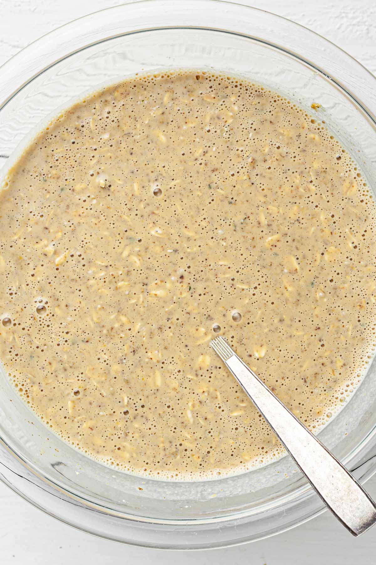 Prepared overnight oats in a large bowl.